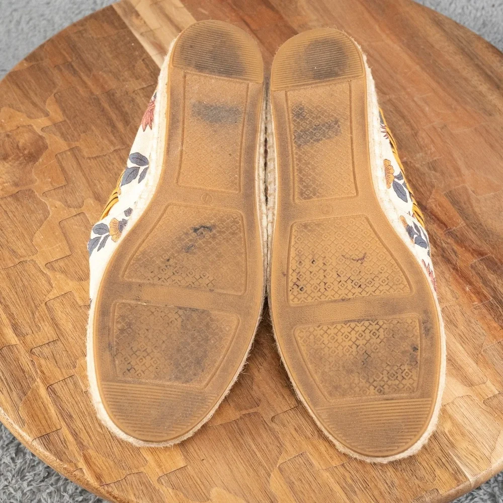 Tory Burch Grosgrain Whipstich Floral Espadrille Size 7 Summer Boho